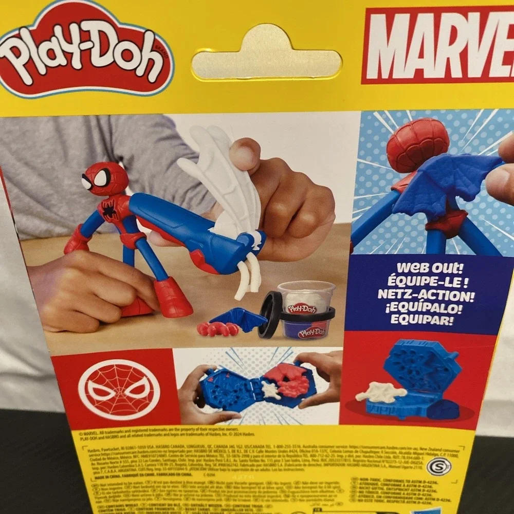 Play-Doh Marvel Spider-man Playset Bendy‎ Action Fig +Web Squisher + 2 Compounds